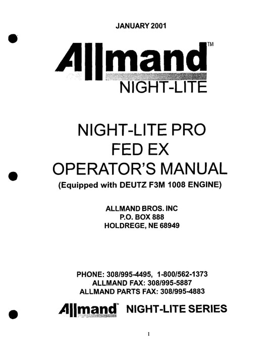 Manuals Allmand Bros Night Lite Pro