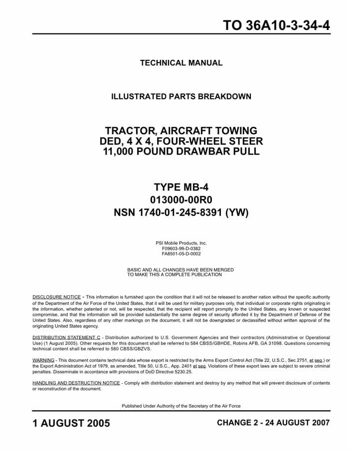 PSI Mobile Products MB-4 Tow Tractor Manual