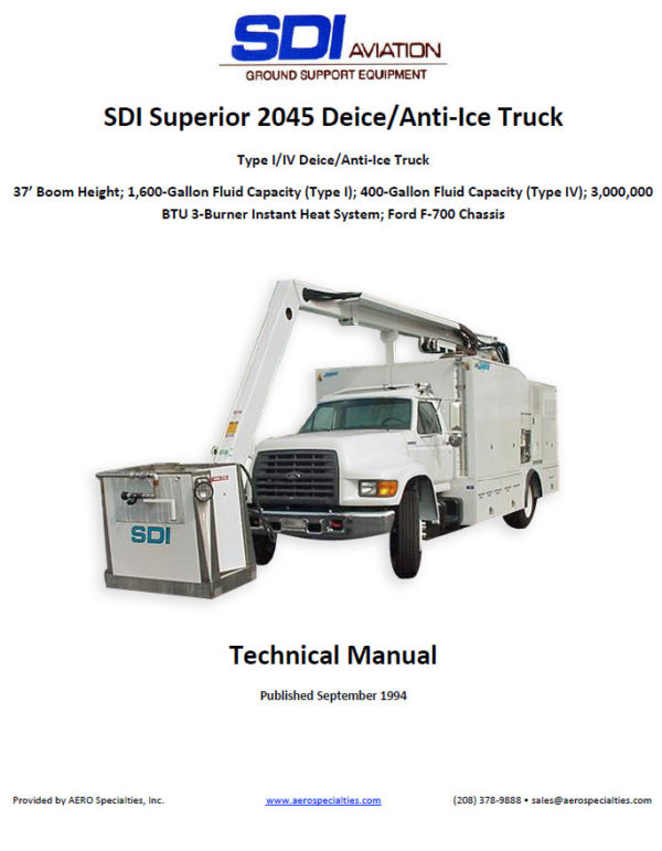 SDI Superior 2045 Aircraft Deice Truck (Type I/IV) Manual