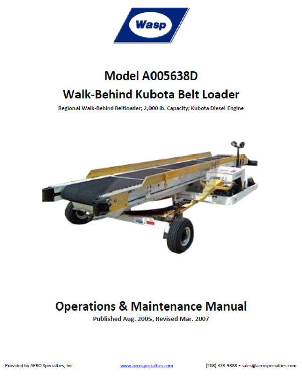 WASP A005638D Walk-Behind Belt Loader Manual