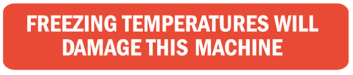 Decal, Freezing Temps Will Damage This Machine, 4" x .75"