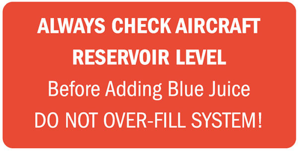 Decal, L&W, Always check aircraft reservoir level, 4" x 2"