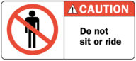 Decal, O2N2, CAUTION: Do not sit or ride, 4.875" x 2.125"