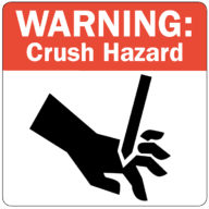Decal, O2N2, WARNING: CRUSH HAZARD, 3.00" x 3.00"
