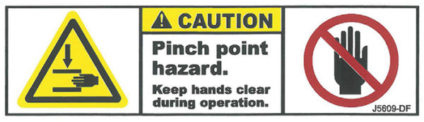 Decal, JetGo, CAUTION: Pinch Point Hazard, 4.75" x 1.375"