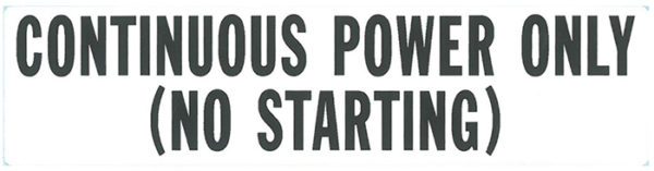 Decal, JetGo, Continuous Power Only (No Starting)