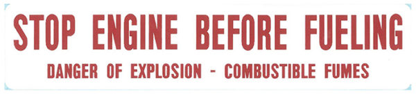 Decal, JetGo, STOP ENGINE BEFORE FUELING, 5.75" x 1.25"