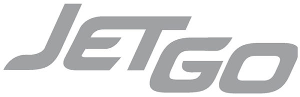 Decal, JetGo, Jet with Go Indented Black, 13.75" x 4.375"