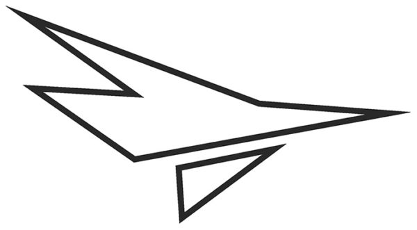 Decal, JetGo, Big Airplane Outline Black (right side), 9.125" x 5"