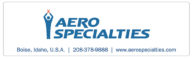Decal, AERO Specialties (blue), 4" x 1.75"