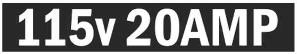 DECAL, REPAIR, 115V 20AMP, 6" X 1"