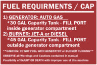 DECAL, REPAIR, FUEL REQUIREMENT, 12" X 8"