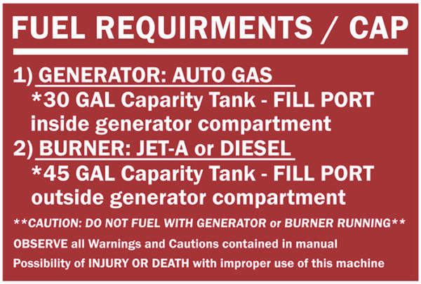 DECAL, REPAIR, FUEL REQUIREMENT, 12" X 8"