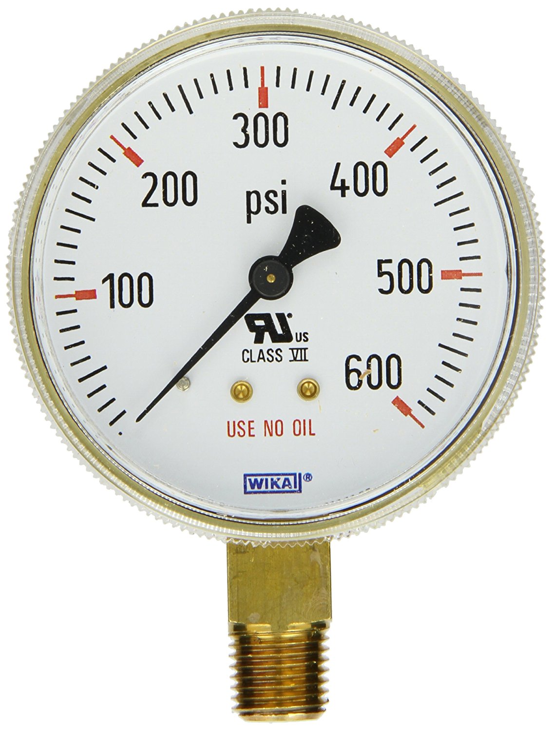 Oxygen/Nitrogen Regulator Gauge, 600 psi, 2.5"