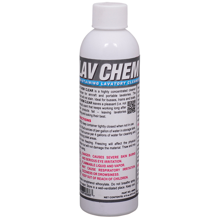 "Lav Chem Clear" Lavatory Treatment Fluid, 4 Oz. Bottle